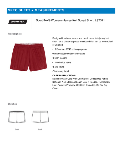Sport-Tek® Womens Jersey Knit Squad Short
