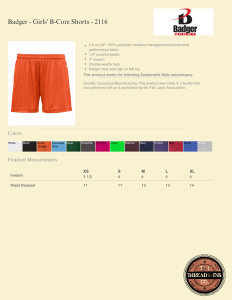 Girls' B-Core Performance Shorts