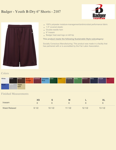 Youth B-Dry 6" Inseam Shorts