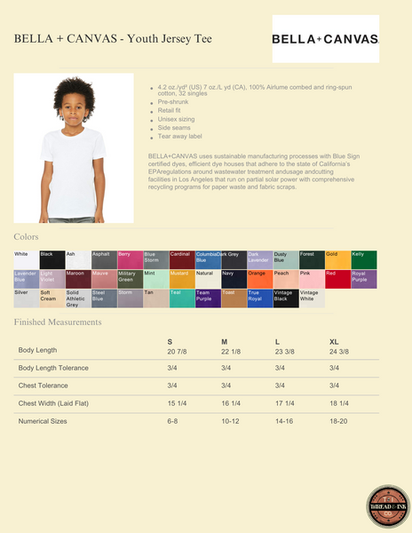 100% Cotton Youth Bella White Tee