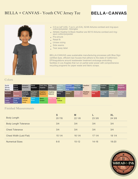Youth Bella White Tee CVC Blend