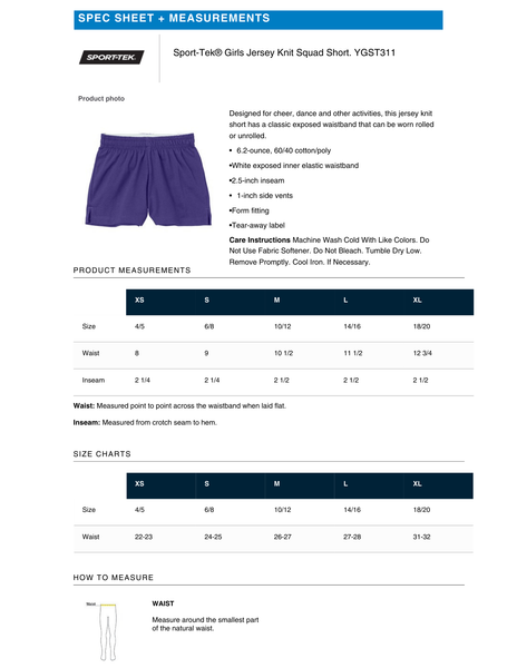 Sport-Tek® Girls Jersey Knit Squad Short