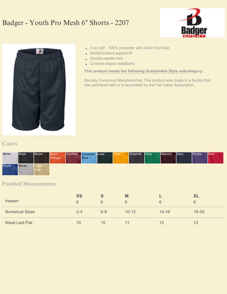 Youth Pro Mesh 6" Shorts