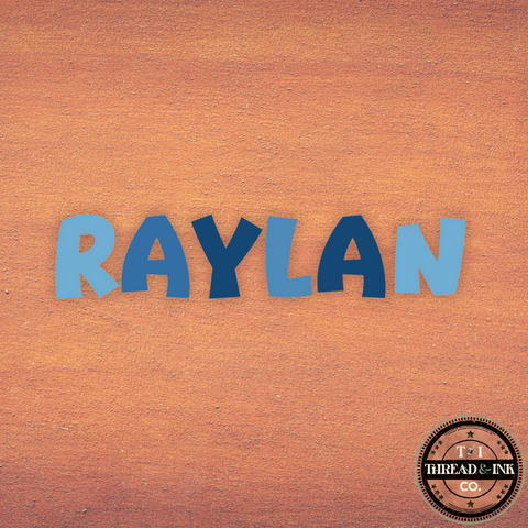 Custom Name Sticker – Two-Tone Blue Block Letters