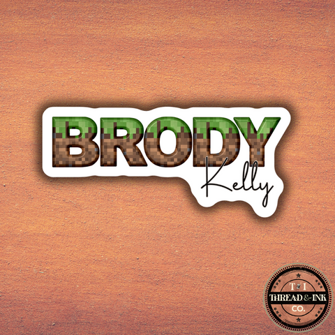 Custom Name Sticker – Minecraft Inspired Letters