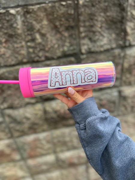 Custom Name Sticker – Pink Polka Dot Letters