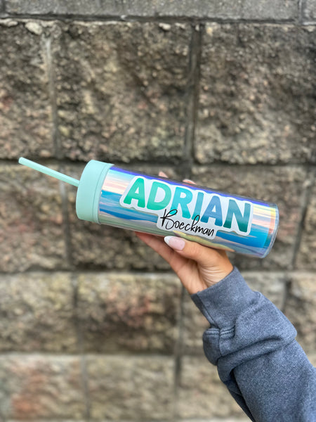 Custom Teal & Blue Ombre Name Sticker