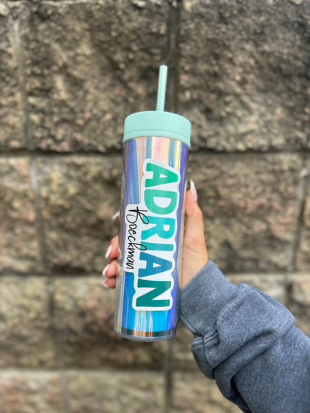Custom Teal & Blue Ombre Name Sticker