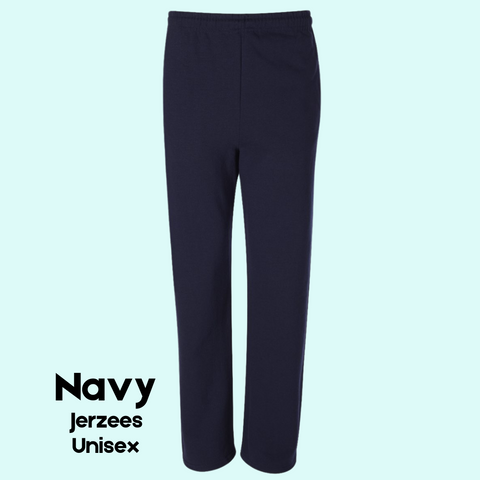 Navy Jerzees Open Bottom Sweatpants - Unisex