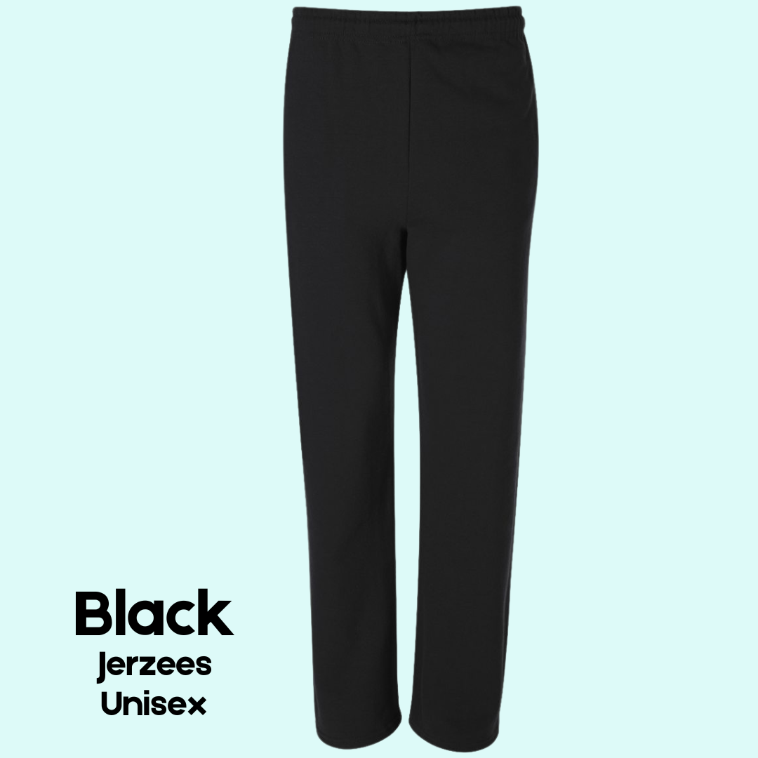 Black Jerzees Open Bottom Sweatpants - Unisex