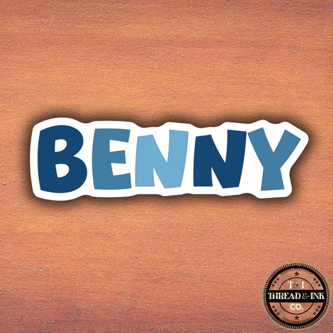 Custom Name Sticker – Playful Blue Block Letters