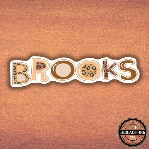 Custom Name Sticker – Animal Print & Neutral Tones