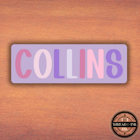 Custom Name Label Sticker – Purple & Pink Gradient Letters