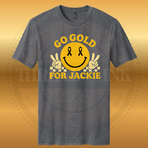 Go Gold For Jackie Retro Heather Charcoal Tee