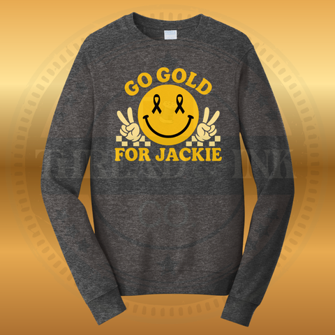 Go Gold For Jackie Retro Heather Charcoal Crewneck Sweatshirt