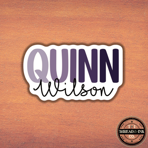 Custom Purple Ombre Name Sticker