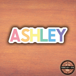 Custom Pastel Rainbow Name Sticker