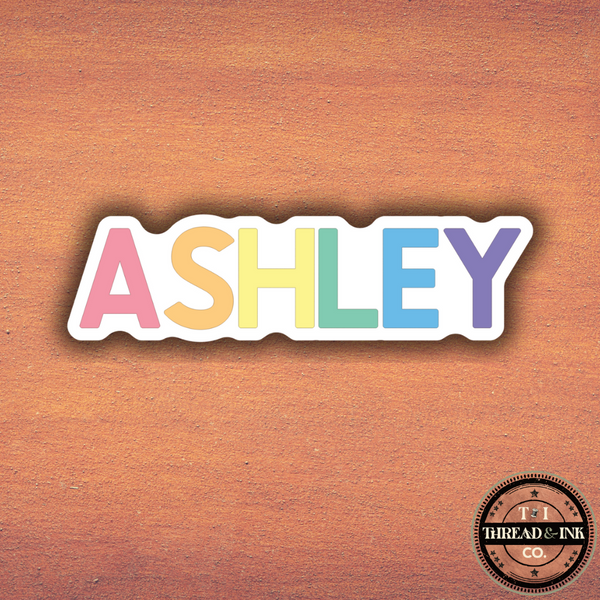 Custom Pastel Rainbow Name Sticker