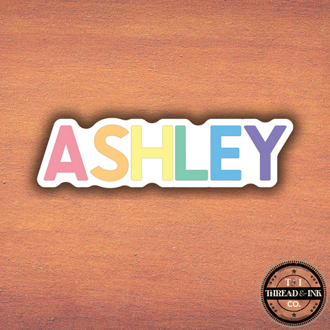 Custom Pastel Rainbow Name Sticker