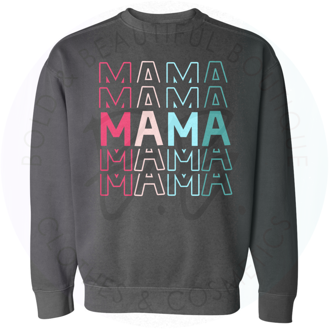 Colorful Stacked Mama Black Sweatshirt