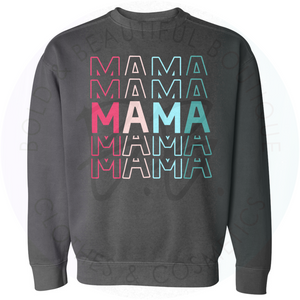 Colorful Stacked Mama Black Sweatshirt