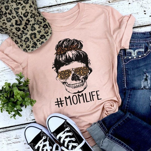 Leopard Skeleton Mom Life Tee