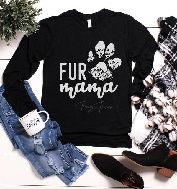Fur Mama Paw Print - Long Sleeve Tee