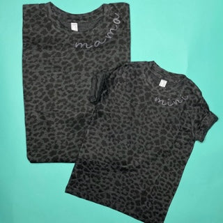 Mama Black Leopard Tee