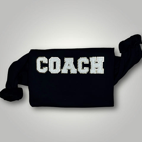 White Chenille Patch Coach Crewneck