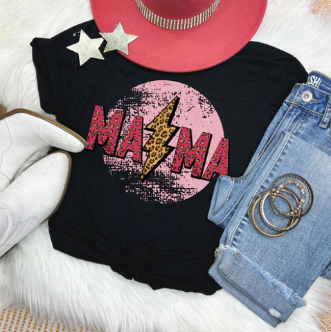 Leopard Lightning Bolt Mama Tee