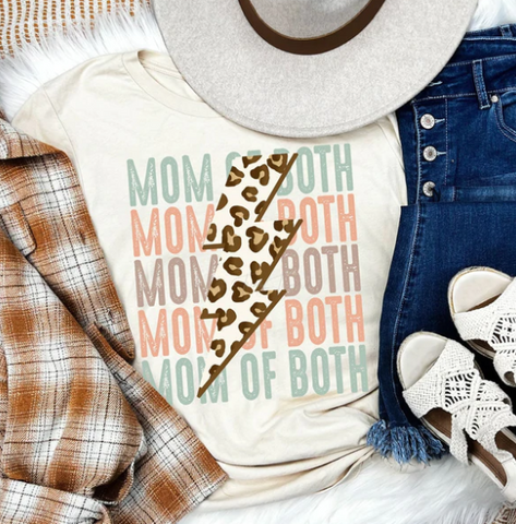 Leopard Bolt Mom of Both Tee