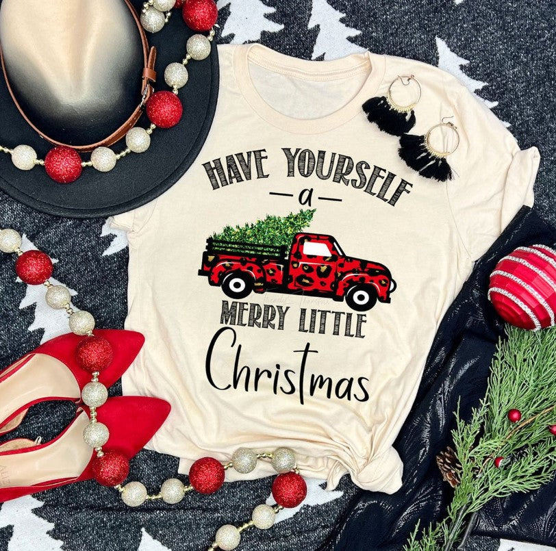 Red Leopard Truck Christmas Tee