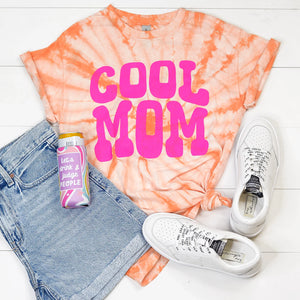 Coral Tie Dye Cool Mom Tee